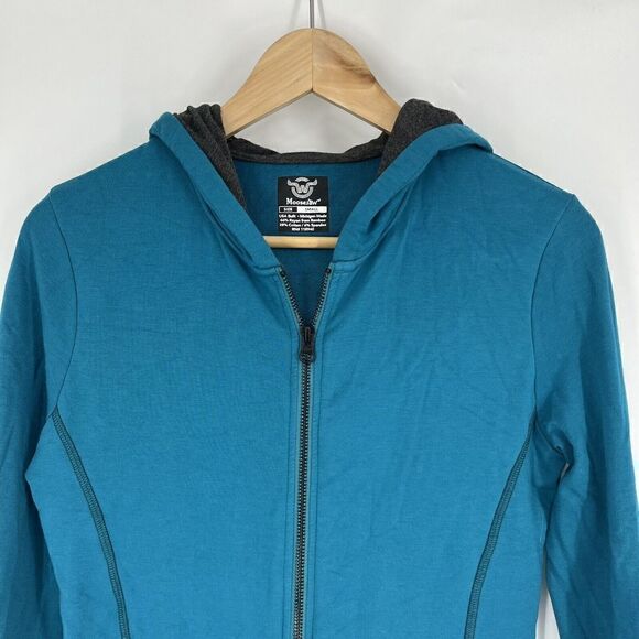 Moosejaw Jacket Size Small Womens Teal Blue Hoodie Full Zip Stretch Bamboo Knit - Picture 2 of 6